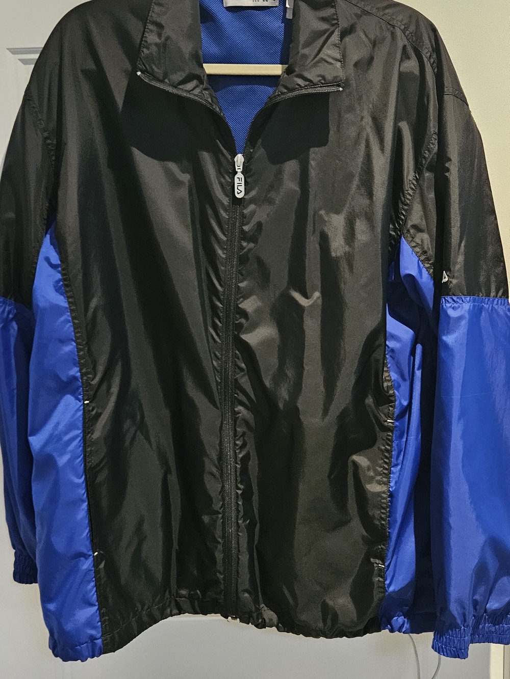 Fila Black and Royal Blue Men's Windbreaker Jacket